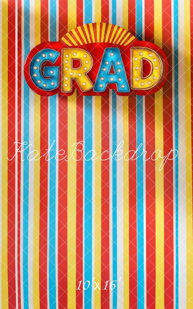 Kate Graduation Kindergarten Marquee Striped Backdrop Designed by Mini MakeBelieve