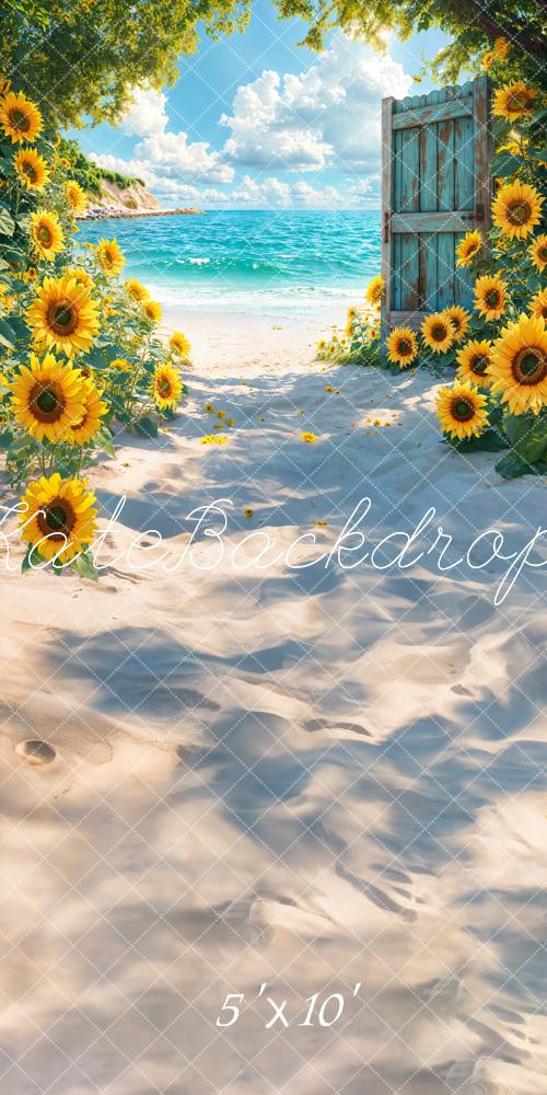 Kate Sweep Summer Beach Sunflower Backdrop Designed by Emetselch