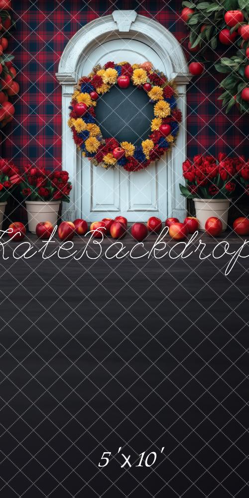 Kate Sweep Graduation Floral Wreath Red Apple Backdrop Designed by Mini MakeBelieve