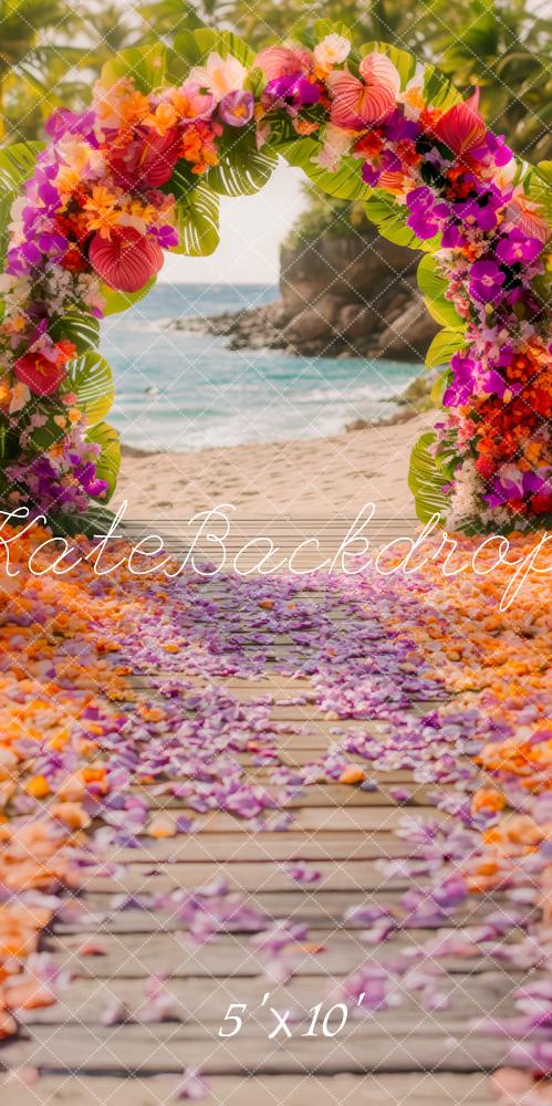 Verano Tropical Arco de Flores de Playa Fondo