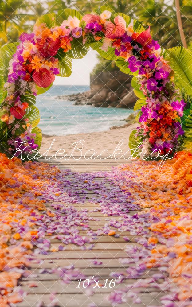 Verano Tropical Arco de Flores de Playa Fondo