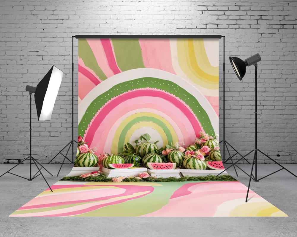 Sorpresa de pastel de Kate con fondo de sandía, arcoíris y flores Diseñado por Emetselch