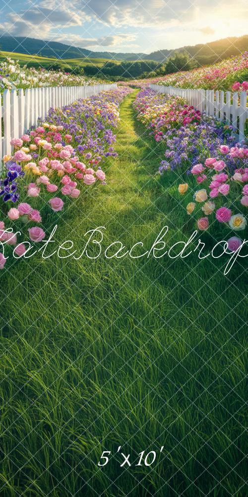 Kate Spring Field Flower Garden Path Backdrop Designed by Mini MakeBelieve
