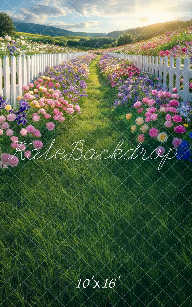 Kate Spring Field Flower Garden Path Backdrop Designed by Mini MakeBelieve