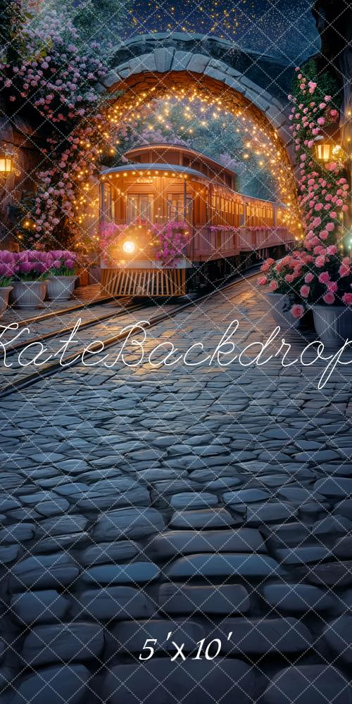 Kate Sweep Spring Train Floral Tunnel Backdrop Designed by Mini MakeBelieve