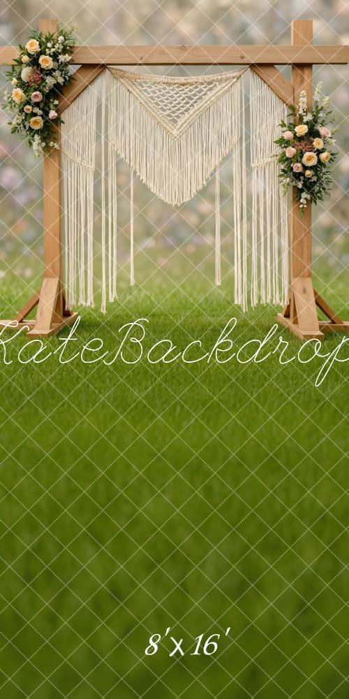 Kate Sweep Boho Macrame Flower Arch Garden Backdrop Designed by Mini MakeBelieve