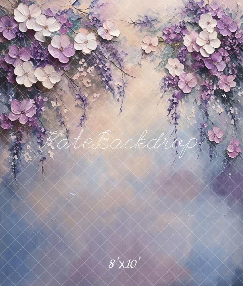 Kate Fine Art Pastel Purple Floral Backdrop Designed by Emetselch