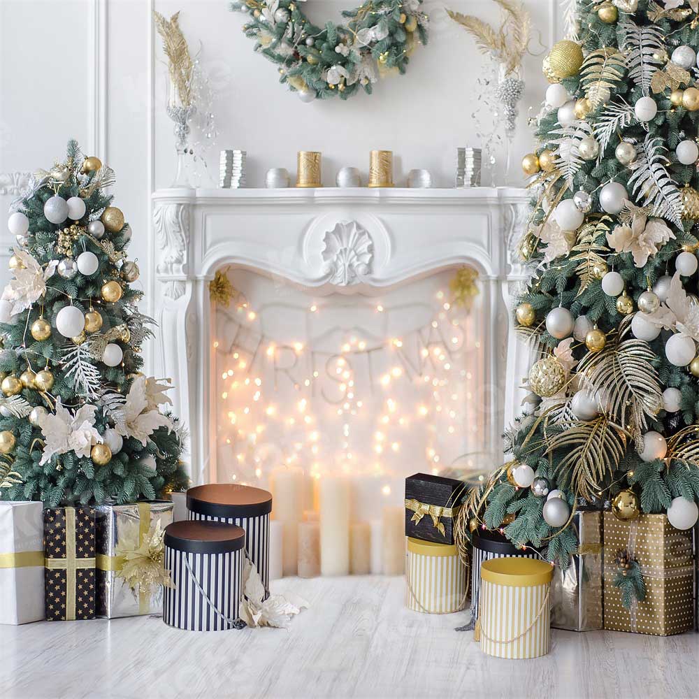 Kate Christmas White Room Pinetrees Gifts Decoration Backdrop for Photography - Kate Backdrop