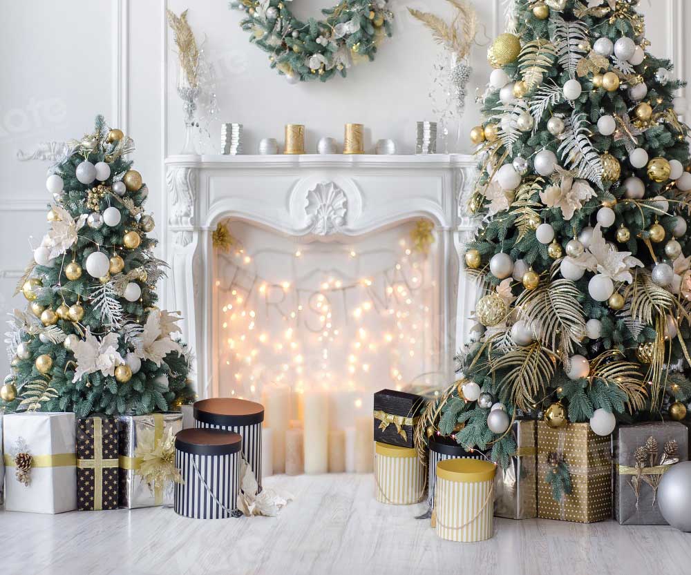 Kate Christmas White Room Pinetrees Gifts Decoration Backdrop for Photography - Kate Backdrop