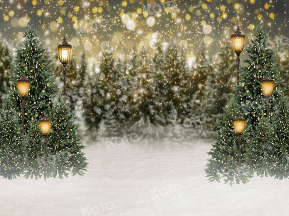 Kate Christmas Snow Forest Lights Backdrop for Photography - Kate Backdrop