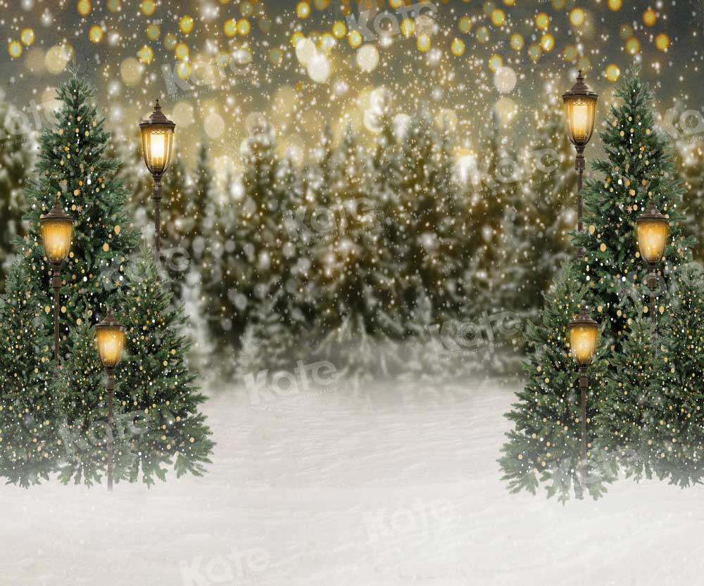 Kate Christmas Snow Forest Lights Backdrop for Photography - Kate Backdrop