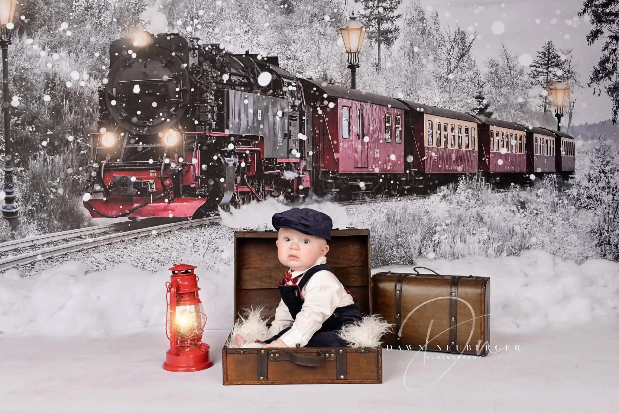 Fondo de tren de Navidad de invierno diseñado por Chain Photography