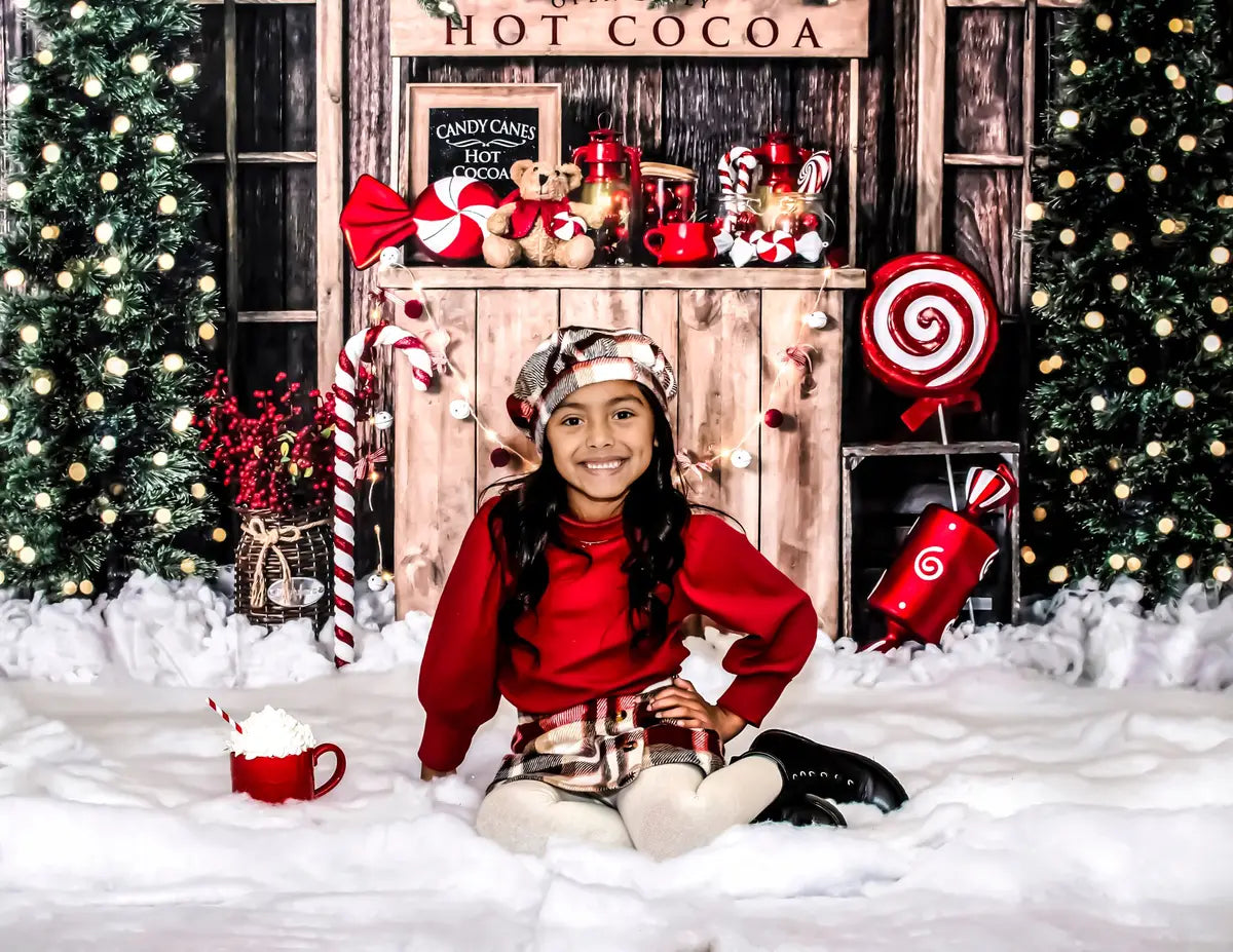 Kate Christmas Tree Backdrop Winter Hot Cocoa Designed by Emetselch - Kate Backdrop