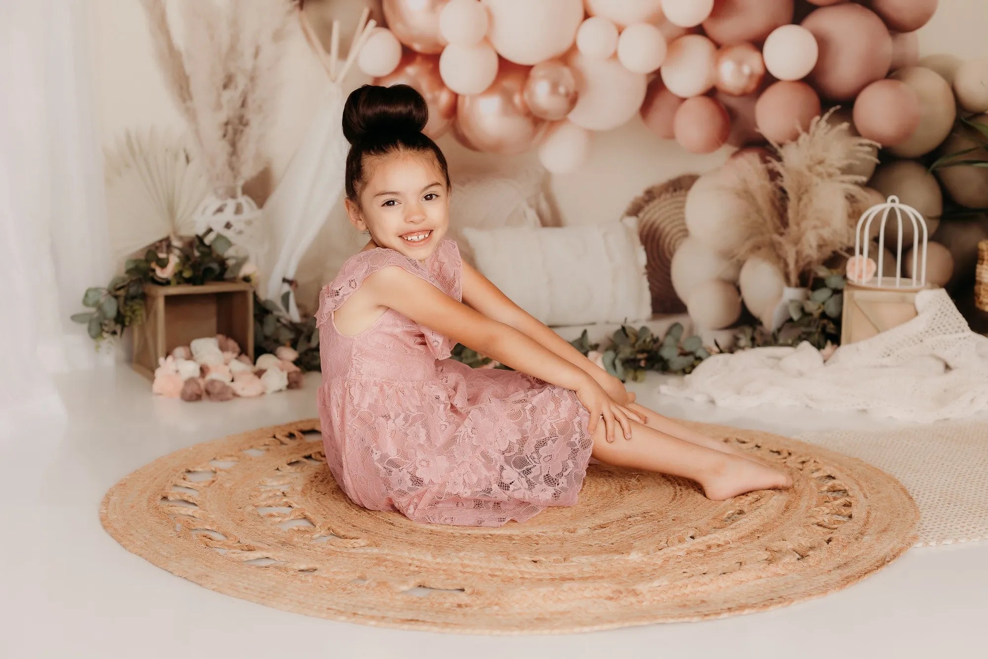 Kate Boho Balloons Tent Spring Fleece Backdrop Designed by Mandy Ringe Photography