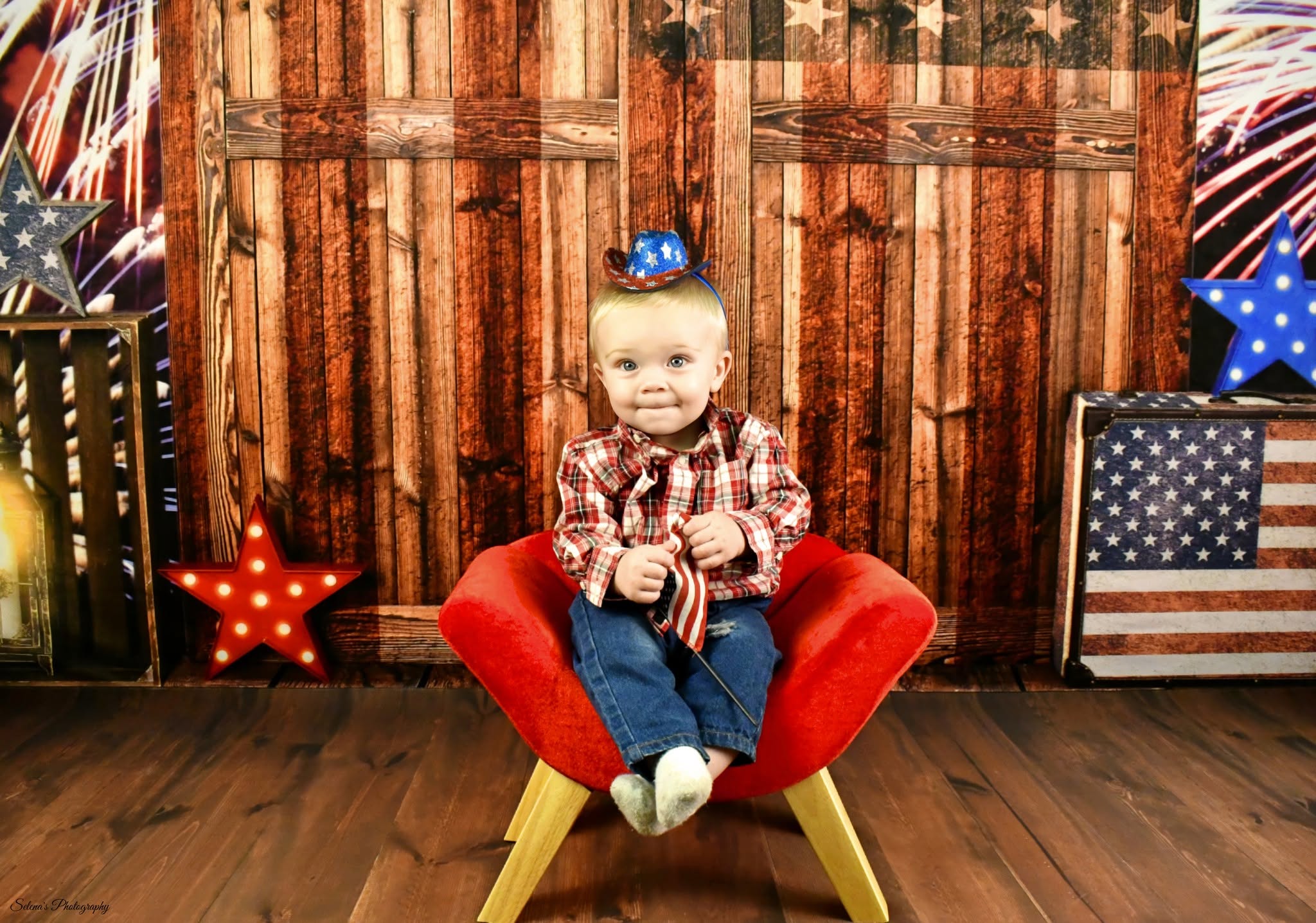 Kate Birthday Fireworks Printed Backdrop Independence Day Designed by Emetselch