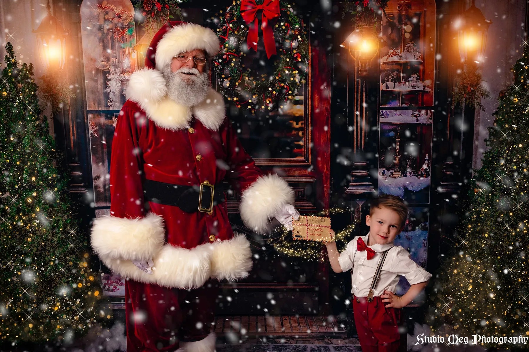 Kate Retro Christmas Backdrop Downtown Store for Photography