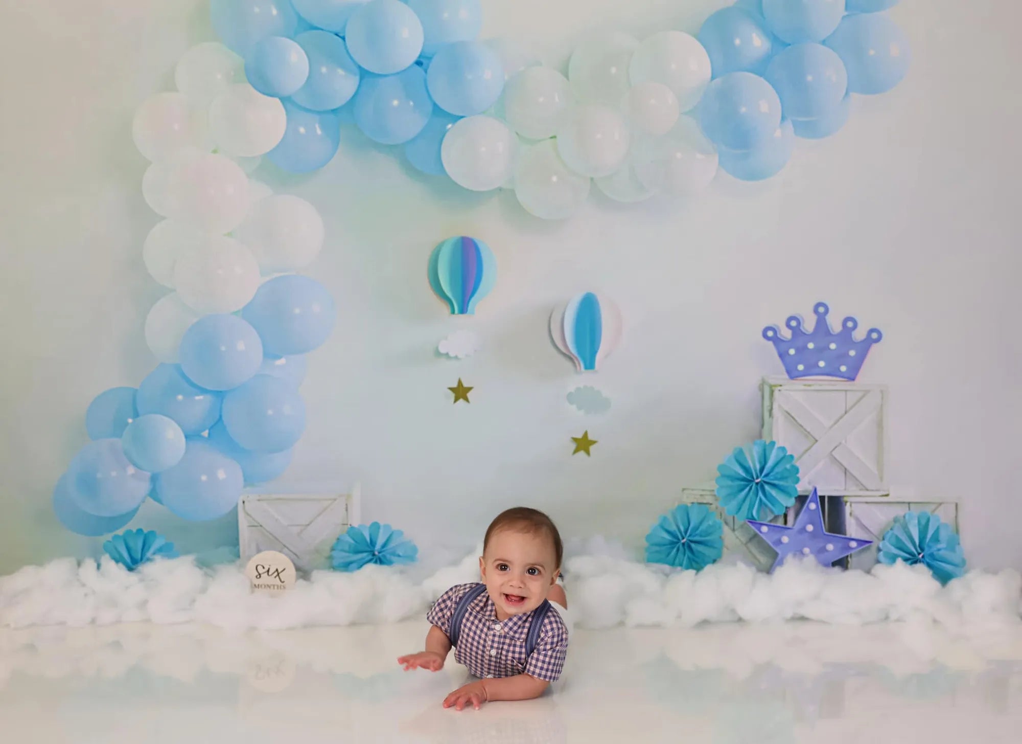 Kate Blue Balloons Cake Smash Backdrop Hot Air Designed by Emetselch