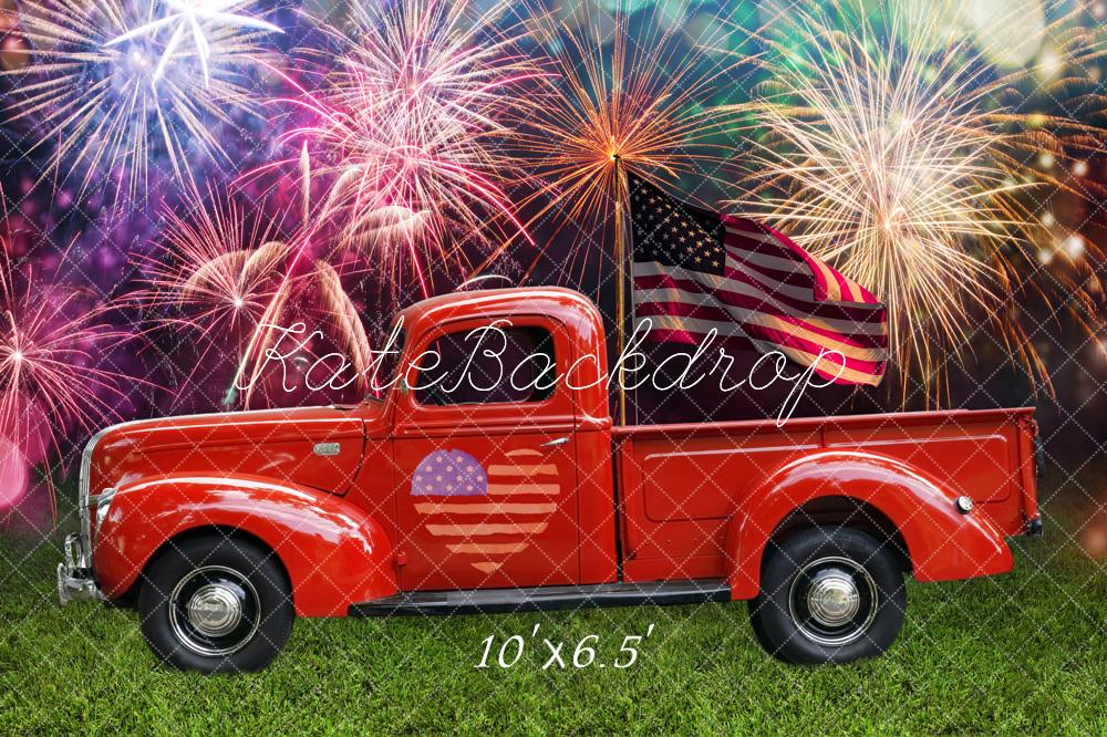 Kate Independence Day Flag Car Fireworks Backdrop for Photography