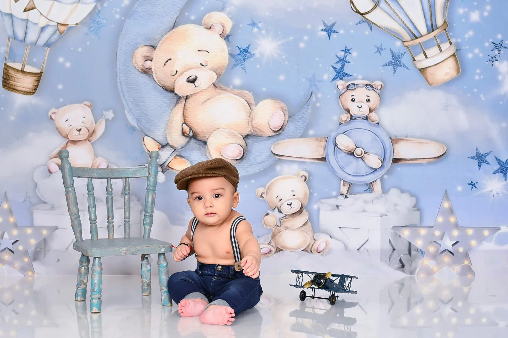 Kate Bear Hot Air Balloon Star Bear Backdrop Designed by Ashley Paul