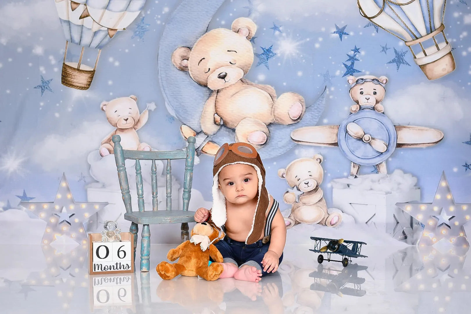Kate Bear Hot Air Balloon Star Bear Backdrop Designed by Ashley Paul