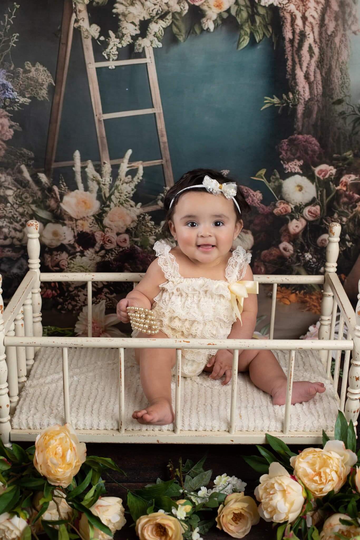 Kate Painterly Fine Art Frame Spring Flowers Backdrop Designed by Mini MakeBelieve