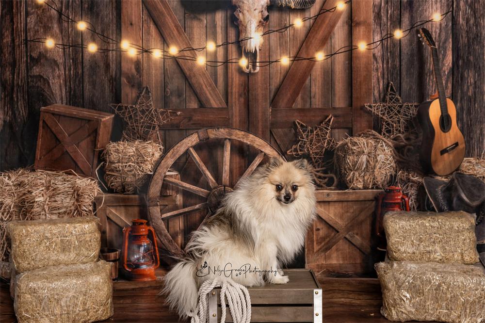 Kate Pet Cow Boy Farm Backdrop Designed by Emetselch