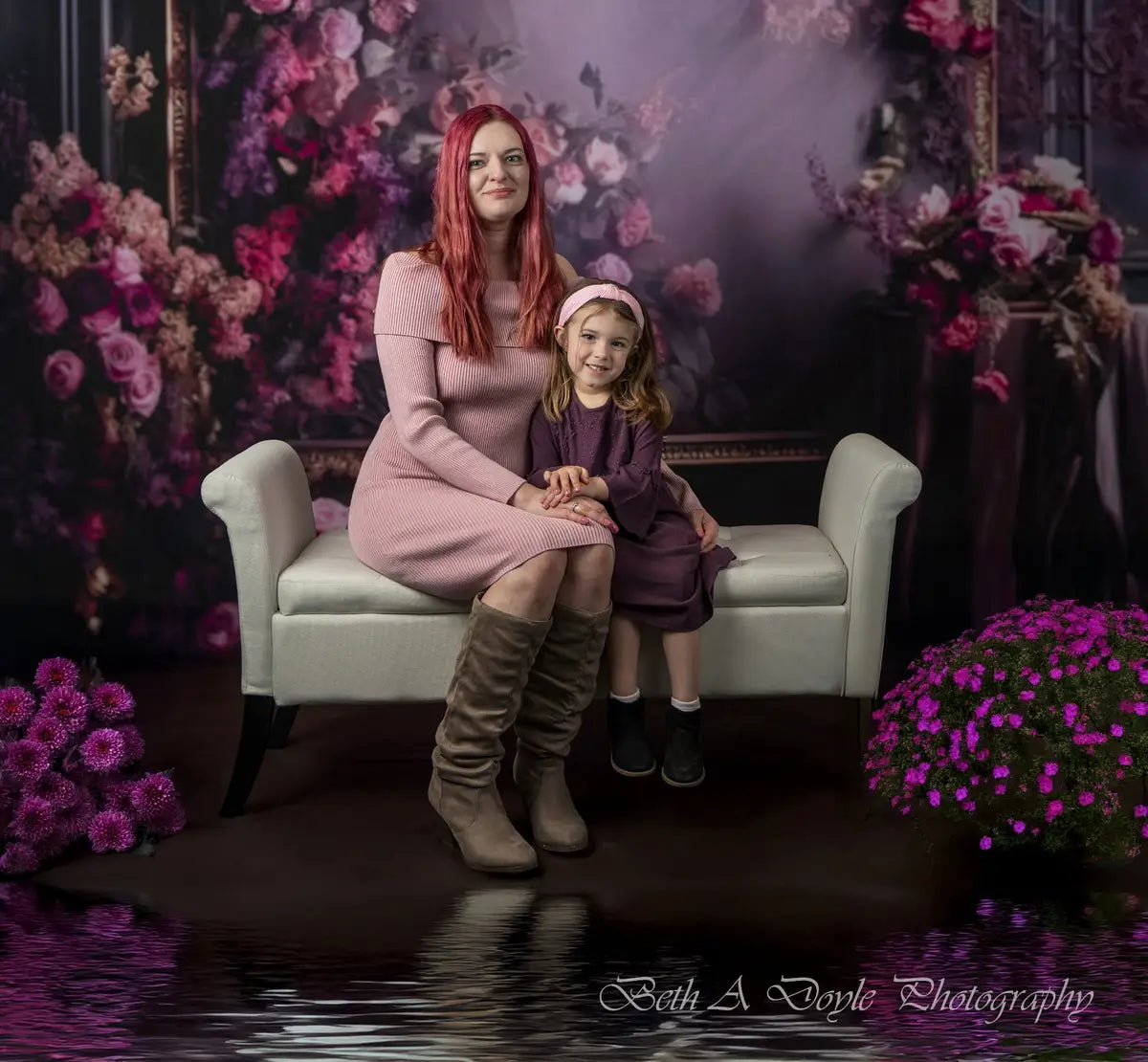 Kate Fine Art Dark Purple Floral Frame Vintage Wall Photography Backdrop Designed by Mini MakeBelieve