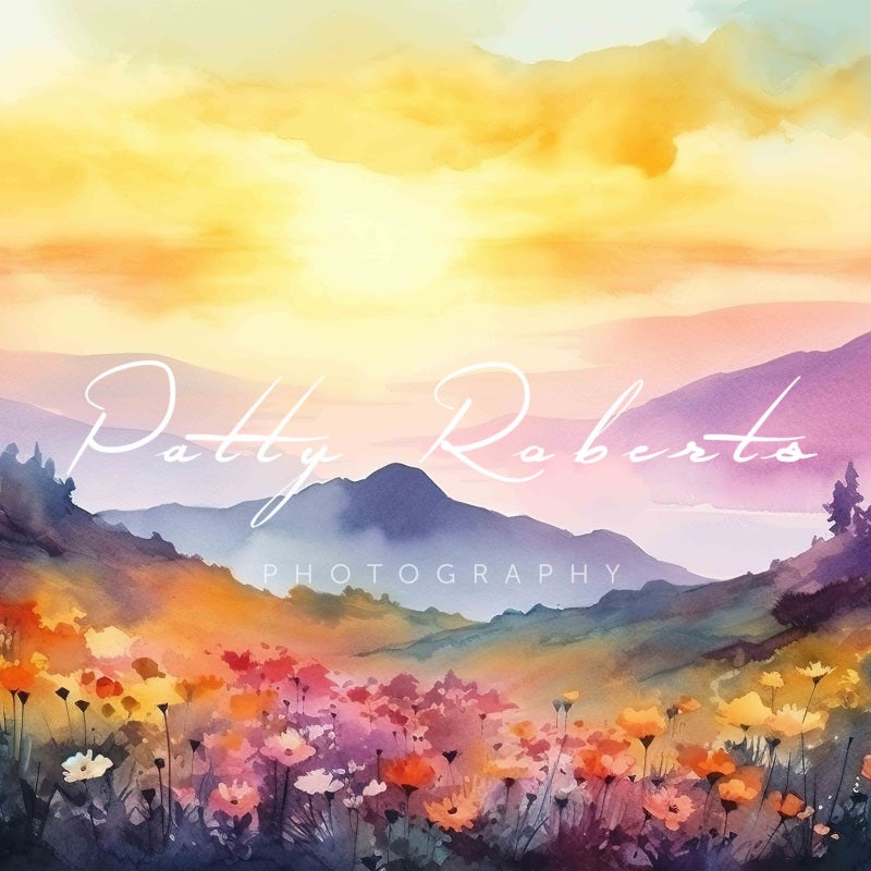 Kate Watercolor Majestic Mountains Backdrop Designed by Patty Robert