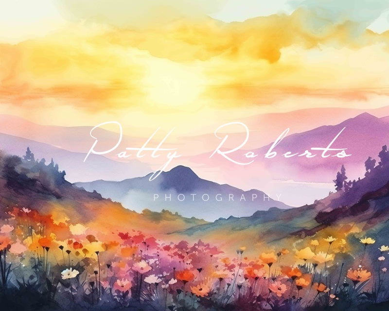 Kate Watercolor Majestic Mountains Backdrop Designed by Patty Robert