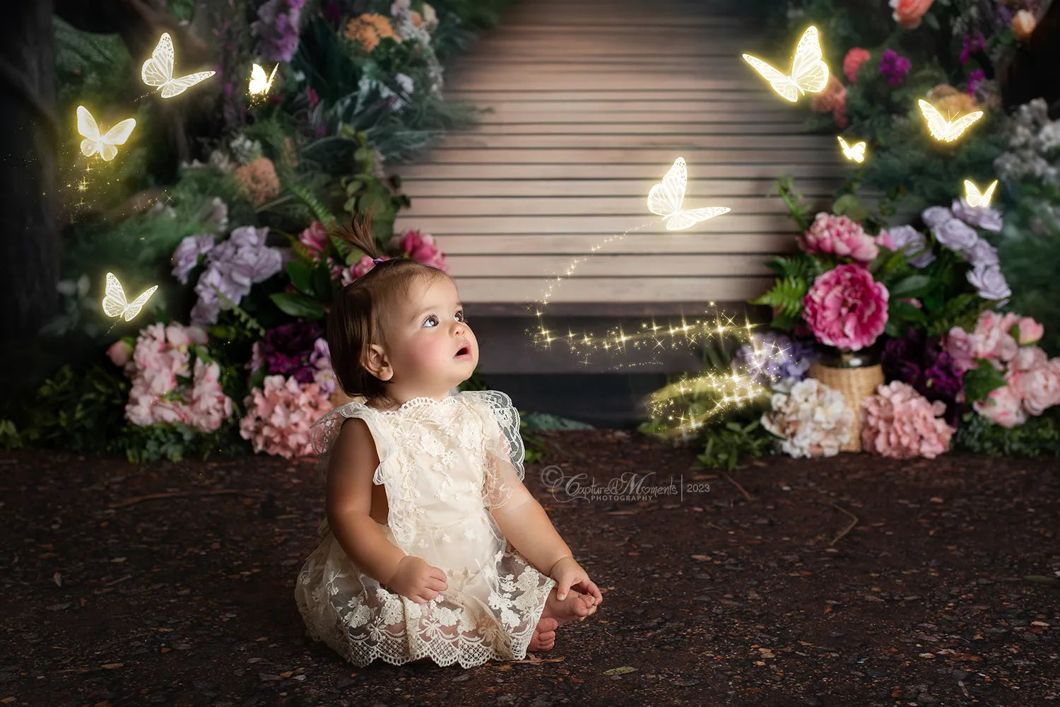 Kate Painterly Fine Art Fairy Lights Enchanted Forest at Night Backdrop  Designed by Mini MakeBelieve