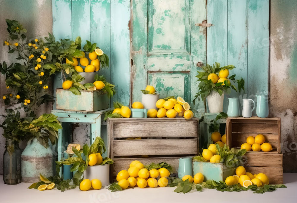 Zomer Citroen Oud Hout Foto Achtergrond Ontworpen door Chain Photography