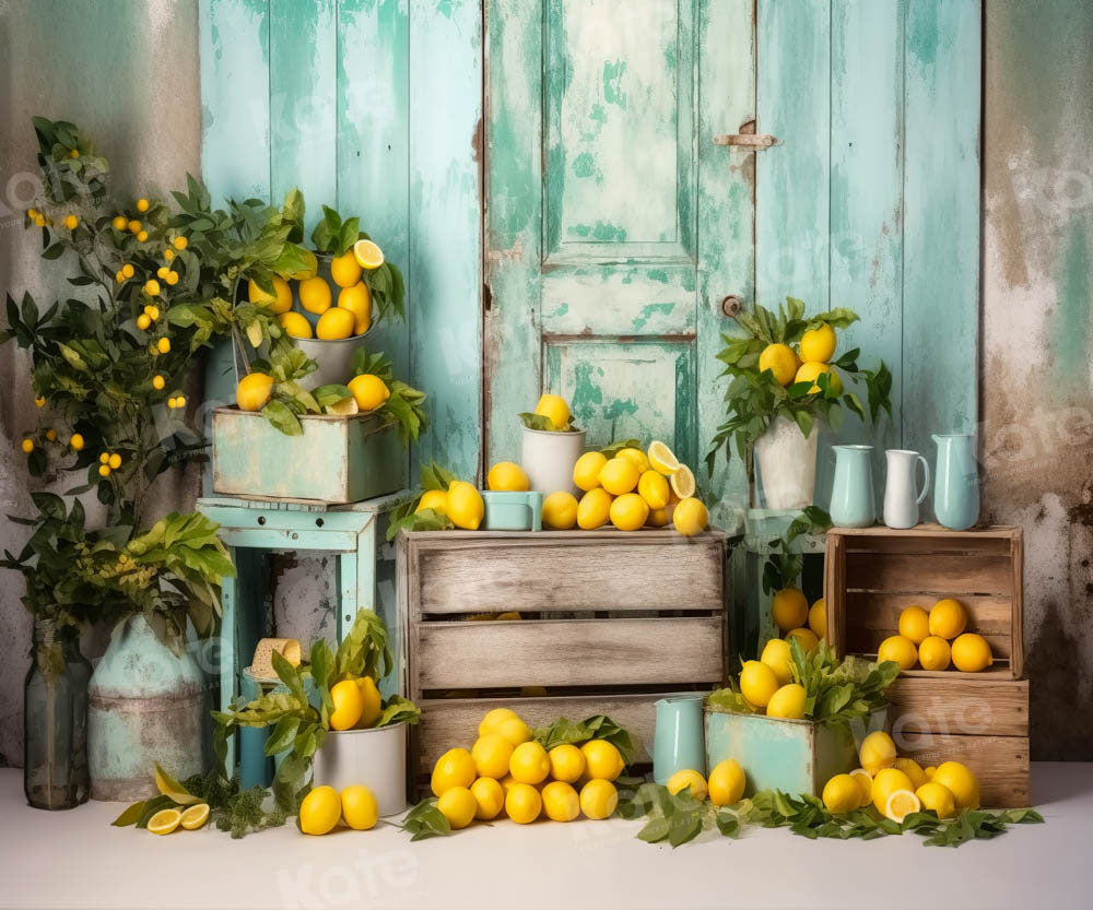 Zomer Citroen Oud Hout Foto Achtergrond Ontworpen door Chain Photography