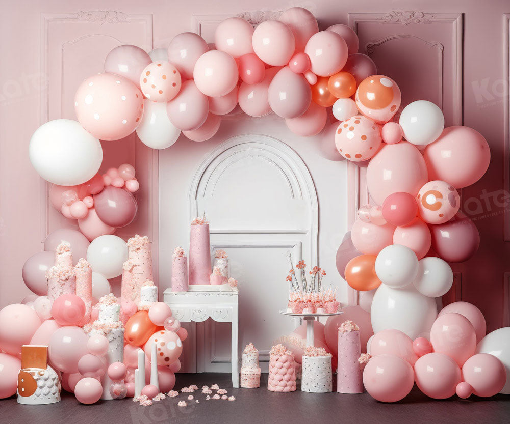 Kate Cake Smash Girl Balloon Arch Birthday Backdrop Designed by Chain Photography