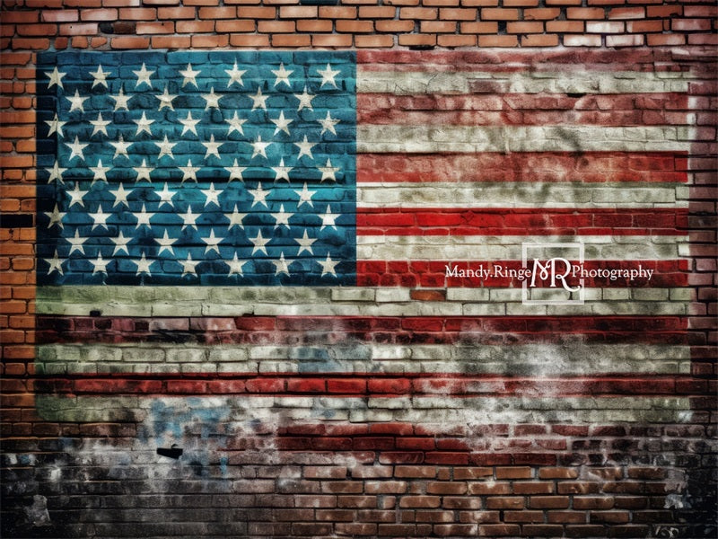 Kate American Flag Graffiti on Brick Wall Independence Day Backdrop Designed by Mandy Ringe Photography
