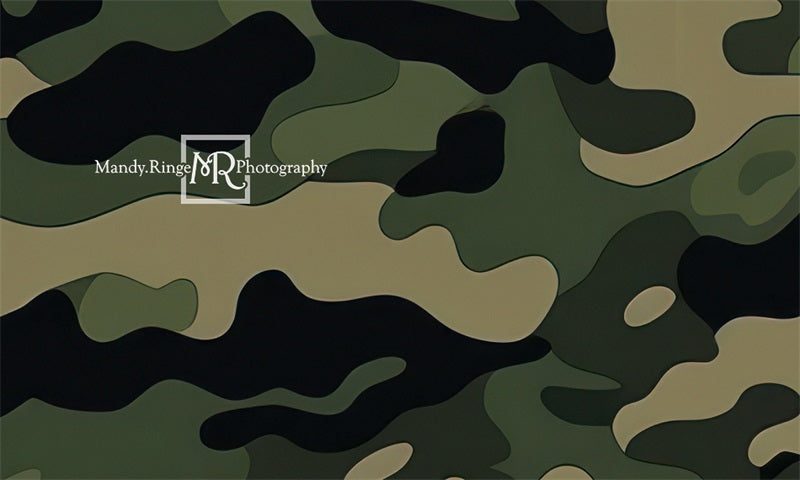 Kate Army Camouflage Pattern Green Backdrop Designed by Mandy Ringe Photography