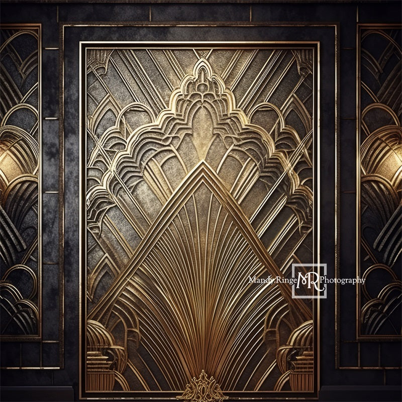 Zwart en Goud Art Deco Gatsby Deur Foto Achtergrond Ontworpen door Mandy Ringe Photography
