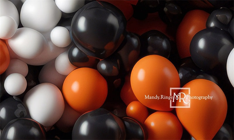 Kate Black Orange White Balloon Wall Birthday Backdrop Designed by Mandy Ringe Photography