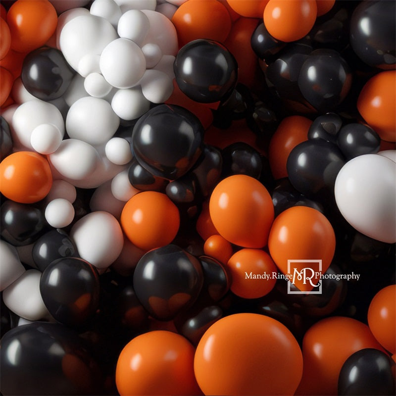 Kate Black Orange White Balloon Wall Birthday Backdrop Designed by Mandy Ringe Photography
