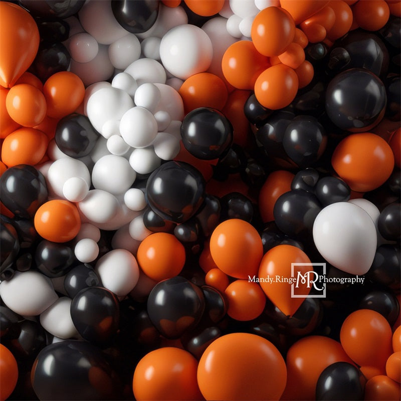 Kate Black Orange White Balloon Wall Birthday Backdrop Designed by Mandy Ringe Photography