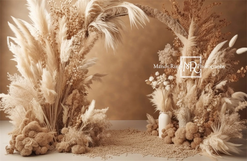 Kate Boho Dried Floral Reed Arch Backdrop Designed by Mandy Ringe Photography