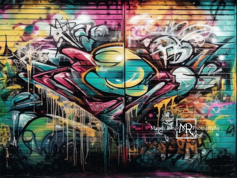 Kate Colorful Graffiti Wall Backdrop Designed by Mandy Ringe Photography