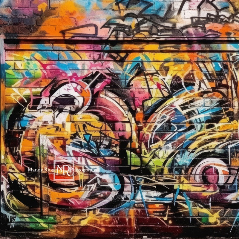 Kate Colorful Urban Graffiti Wall Backdrop Designed by Mandy Ringe Photography