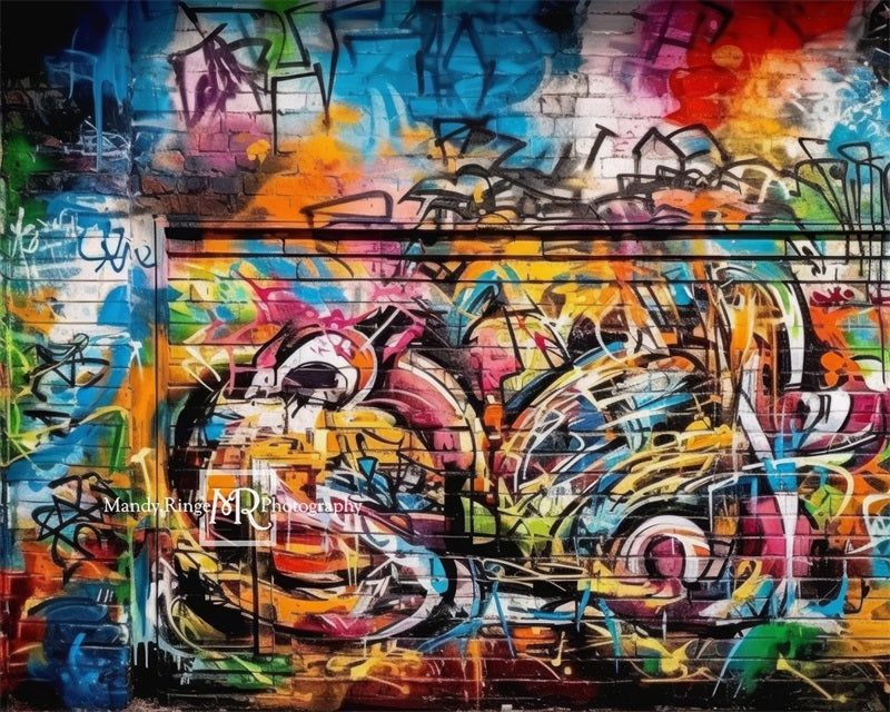 Kate Colorful Urban Graffiti Wall Backdrop Designed by Mandy Ringe Photography
