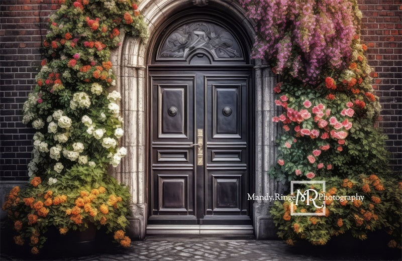 Deur met Kleurrijke Bloemenboog Foto Achtergrond Ontworpen door Mandy Ringe Fotografie