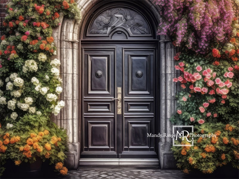 Deur met Kleurrijke Bloemenboog Foto Achtergrond Ontworpen door Mandy Ringe Fotografie