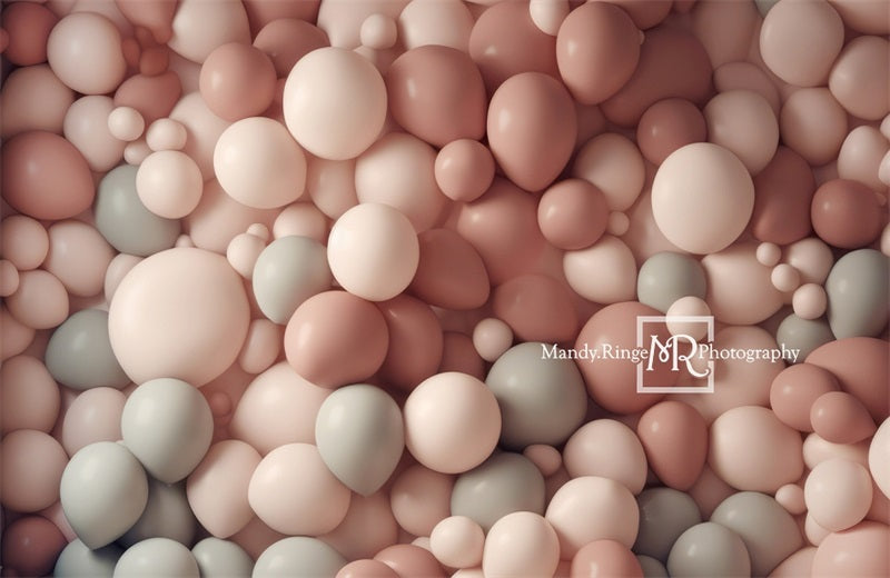 Kate Dusty Rose Sage Cream Balloon Wall Birthday Backdrop Designed by Mandy Ringe Photography