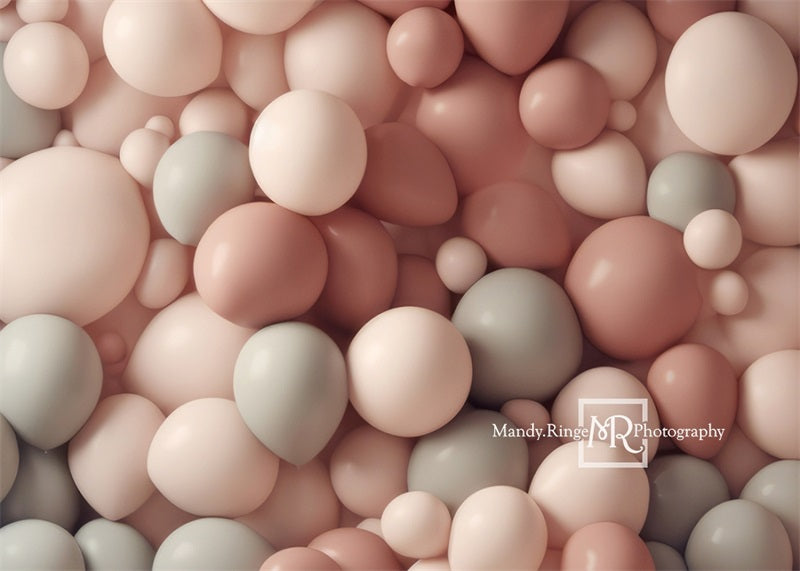 Kate Dusty Rose Sage Cream Balloon Wall Birthday Backdrop Designed by Mandy Ringe Photography