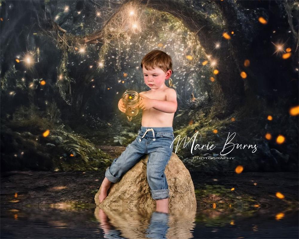 Kate Enchanted Fairy Forest at Night Summer Backdrop Designed by Mandy Ringe Photography