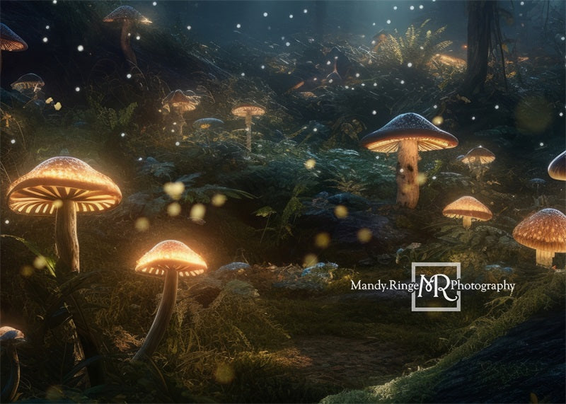 Kate Enchanted Mushroom Forest at Night Backdrop Designed by Mandy Ringe Photography