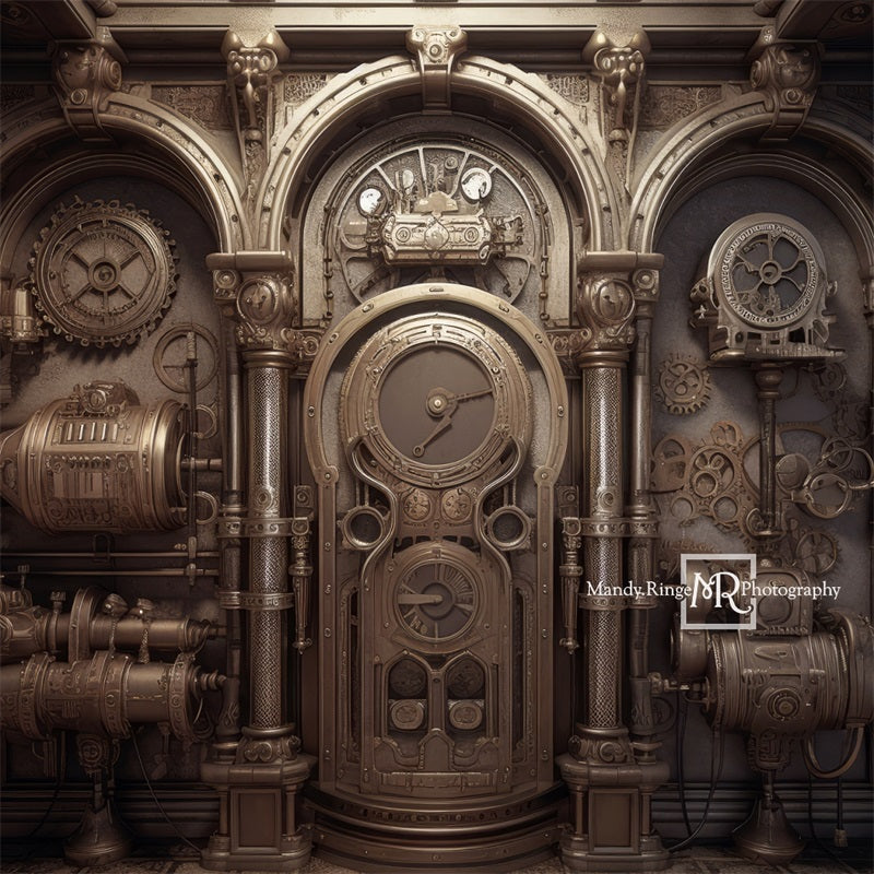 Sfondo da parete industriale Steampunk progettato da Mandy Ringe Photography